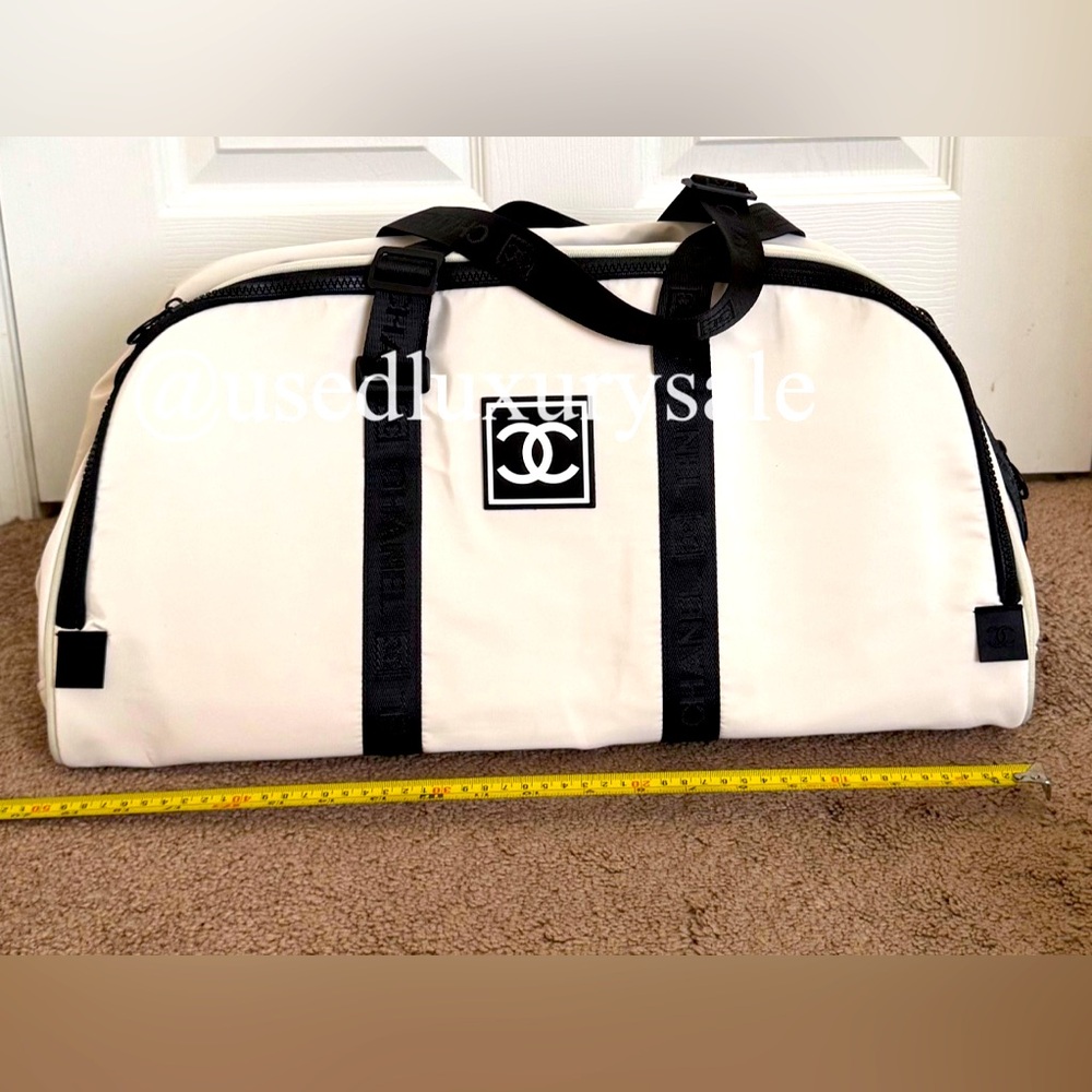 Chanel White and Black Luggage Bag Tote NWT